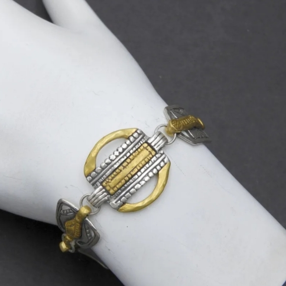 Vintage Silpada Bracelet Chain Link Brass Solid 925 Sterling Silver/ RETIRED 🥰 - Picture 6 of 8